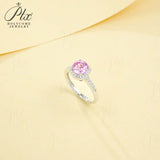 Gemstones Ring Round Shape Lab Grown Sapphire Padparadscha 925 Silver Proposal Wedding Band Hypoallergenic Anniversary Gift