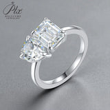 Two-stone Ring Emerald Pear Shape Moissanite Grown Gemstone 925 Sterling Silver Classical Anniversary Gift Couple Holiday Gift