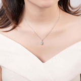 Oval Cut 1/2CT 925 Sterling Silver Halo Moissanite Pendant Necklace Women Only Gifts For Festivals And Anniversaries