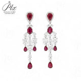 925 Sterling Silver Earrings Pear Cut Lab Grown Ruby Moissanite Earrings Unique Fine Jewelry For Women Men Party Gifts Charms