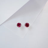 Round Colored Gemstones Earrings with Ruby Sapphire Colombia Padparadscha Paraiba S925 Four-claw Six-claw Design Fishion Gift