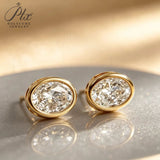Lab Grown Diamond Earrings Glam Oval Cut 2ct DEF VS 10K/14K/18K Solid Yellow Gold for Women Ideal Gift Daily Wear