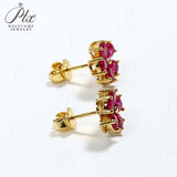 Flower-Shaped Earring Jewelry with Moissanite/Sapphire/Ruby 925 Sterling Silver Plated Screwback Earrings for Women