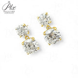 Earrings with 5.6/10CT D Color Round Moissanite 925 Silver Plated White Yellow Gold Ear Stud for Women Fashion Daily Jewely Gift