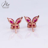 925 Sterling Silver Moissanite Lab Grown Gemstone Marquise Round Butterfly Stud Earrings Banquet Gift