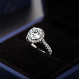 925 Sterling Silver Round Cut 1CT Moissanite Halo Half-Eternity Ring Women Only Gifts For Festivals And Anniversaries