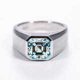 Moissanite Lab Grown Gemstone Ring Asscher Cut Moissanite Ruby Sapphire Colombian S925 Woman Man Anniversary Party Daily Charms