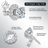 Moissanite 12 Colors Diamond Screw Back 2 in 1 Stud Earrings Multi Color 0.5-1ct Women 925 Silver New Fine Jewelry Wedding Jewel