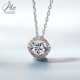 Moissanite Square-shaped Necklace Pendant Multicolor S925 Sterling Silver Gemstone Jewelry Women Wedding Anniversary Gift Party