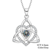 Heart-shaped Clover Necklace 925 Sterling Silver with Moissanite Round Cut VVS1 Jewelry Gift for Women’s Special Occasions
