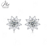 【 Daisy 】SunFlower 1CT Round Cut Moissanite S925 Sterling Silver Daily Stud Earrings