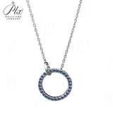 Circle Pendant Necklace 2CT D Color/Black/Champagne/Vivid Blue Round Moissanite S925 Plated Chain Perfect for Daily Party