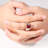 Moissanite Lab Grown Gemstone Ring Asscher Cut Moissanite Ruby Sapphire Colombian S925 Woman Man Anniversary Party Daily Charms