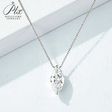 Necklace with 1/2/3CT D Color Marquise Cut Moissanite S925 Plated White Yellow Rose Gold Chain Engagement Daily Gift