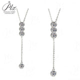 Classic Bubble Necklace D Color Round Moissanite Diamond S925 Silver Plated Dainty Chain for Enegament Party Daily Perfect Gift