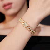 Single Row Double Row Triple Row Moissanite Cuban Link Bracelet 925 Silver Round Cut D Color Suitable for Women Man  Engagement