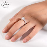 Customised Light Vivid Blue Round Cut 1CT Moissanite 925 Sterling Silver Halo Half-Eternity Ring