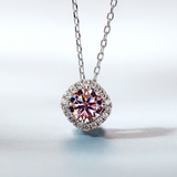 Moissanite Square-shaped Necklace Pendant Multicolor S925 Sterling Silver Gemstone Jewelry Women Wedding Anniversary Gift Party