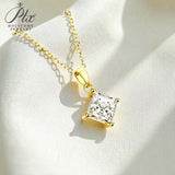 Princess Cut Classic Necklace 1/2/3CT D Color Moissanite S925 Plated White Yellow Rose Gold Chain for Engagement Chrisrmas Charm