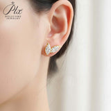 Double Clover Earrings with 2CT D Color Marquise Cut Moissanite 925 Silver Plated White Yellow Gold Ear Stud Fashion Daily Jewely