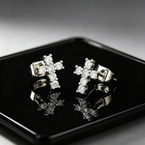 Men's Hip Hop Cross Earrings 925 Sterling Silver Low Allergy VVS1 GRA Certified Moissanite Iced Out Stud Earrings Luxury Ear Jewelry for Men Women Gift Ready Daily Wearable