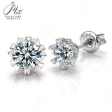Snowflake - 925 Sterling Silver 1CT Round Moissanite Stud Earrings Women Only Gifts For Festivals And Anniversaries