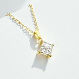 Princess Cut Classic Necklace 1/2/3CT D Color Moissanite S925 Plated White Yellow Rose Gold Chain for Engagement Chrisrmas Charm