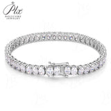 925 Silver 4*6mm Egg-Shaped Tennis Bracelet With D-Color Moissanite Unisex Ideal Gift For Gifting