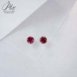 Round Colored Gemstones Earrings with Ruby Sapphire Colombia Padparadscha Paraiba S925 Four-claw Six-claw Design Fishion Gift