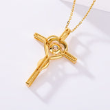 Moissanite Necklace 1CT 6.5mm Heart-Cross Pendant 925 Sterling Silver Women Wedding/Anniversary Special Gift Fine Jewelry Charms