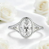 Oval Ring with 2.5CT D Color Moissanite Diamond 10k 14k Gold Plated 925 Silver for Women Man Engagement Wedding Party Jewely