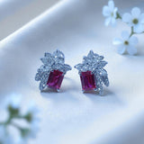 Moissanite Multi-diamond Colored Gemstone Earrings Emerald or Sugar Tower Design Ruby Sapphire Colombia Padparadscha Favorite