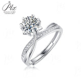 Crown Shape Round Moissanite Twisted Adjustable Ring Women Only Gifts For Festivals And Anniversaries