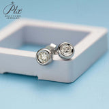 Round Moissanite Bezel Setting Stud Earrings Women Only Gifts For Festivals And Anniversaries