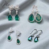 Lab Grown Gemstone Earrings 3.4-5.9CT Pear Ruby Sapphire Colombia Side Moisanite S925 Ear Studs Women Christmas Party Gift