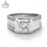 【Jason 】925 Sterling Silver 1CT Round Cut Moissanite Ring for Men Only Gifts For Festivals And Anniversaries