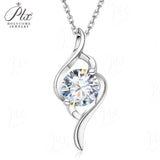 Women's 925 Sterling Silver Necklace 1.0ct D Color VVS1 Moissanite Halo Pendant Passes Diamond Tester Jewelry Gift