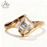 Asscher Cut Moissanite Ring 1-3ct White Gold Yellow Gold Art Deco Style Engagement Ring Wedding Gift for Women