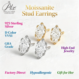 1-2ct Moissanite Earrings Marquise D Color VVS1 925 Sterling Silver GRA Hypoallergenic Factory Direct Versatile Daily Wear Gift