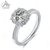 Flower Round Shape Moissanite Halo Half-Eternity Ring Women Only Gifts For Festivals And Anniversaries