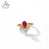 Crown Ring 5X8mm Pear Lab Grown Ruby Sapphire Zambian Padparadscha 925 Silver Ring for Women Man Engagement Christmas Party Gift