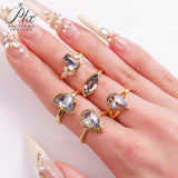 Engagement Ring Salt and Pepper Moissanite Diamond Pear Cut 925 Sterling Silver Plated with 18k Gold Wedding Jewelry Vintage