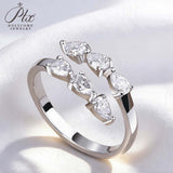 1.8CT Moissanite Pear Cut Minimalist Open Ring White Gold Yellow Gold Rose Gold Radiant Light Women Fine Jewelry