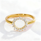 HMJ Ring Lab Grown Diamond 18K 14K 10K Gold Silver Band Sunflower Halo jewelry for Men Women No Fade Dazzling Fire Vintage