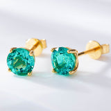 S925 Silver Lab Ruby Emerald Screw Earring 5.0mm Lab-Grown Gemstone Round Stone Fine Jewelry Gift Jewelry For Women Ear Jewel