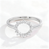 HMJ Ring Lab Grown Diamond 18K 14K 10K Gold Silver Band Sunflower Halo jewelry for Men Women No Fade Dazzling Fire Vintage