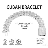 1.2MM Iced Prong Link Cuban Chain Bracelets for Men Women Full Rhinestones Chunky Miami Cuban Bracelet Punk Hip Hop Jewelry Gift
