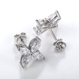 Clover & Marquise-Cut D-Color Moissanite Earring & Necklace Set 925 Silver Plated with Gold Hypoallergenic - Ideal for Women's Daily Wear & Holiday Gifts