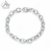 Clasp Bracelet with 1.2mm D Color Round Moissanite S925 Silver Plated Chain for Man Minimalist Delicate Jewelry Gift Daily