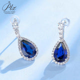 Lab Grown Gemstone Earrings 3.4-5.9CT Pear Ruby Sapphire Colombia Side Moisanite S925 Ear Studs Women Christmas Party Gift